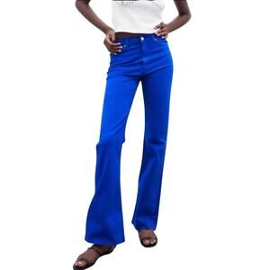 NWT Zara High Rise Skinny Flare Boot Cut Denim Jeans in Juno Blue Size 10